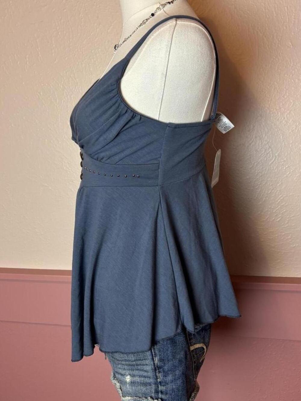 No Boundaries early 2000s deadstock navy studded nwt grunge babydoll cami top - Picture 3 of 8